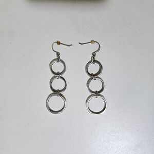 Silver Circle Dangle Earrings